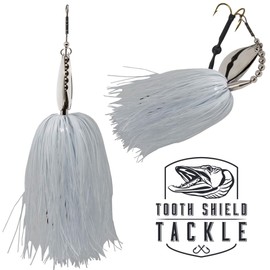 Tooth Shield Tackle [Get Bent Series] Musky Bucktail (White) Muskie Pike Double 9 Inline Spinner Musky Lures Baits Tackle