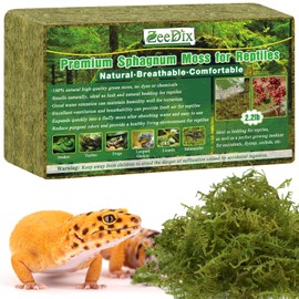 ZeeDix 2.2LBS Sphagnum Moss for Reptiles, 20QT Reptile Bedding Substrate Tank Accessories Terrarium Moss, Green Forest Moss for Leopards Geckos Snakes Turtles Frogs