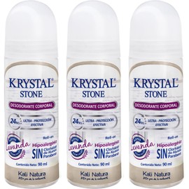 Krystal Stone Desodorante Lavanda Roll on 90ml 3 Pack