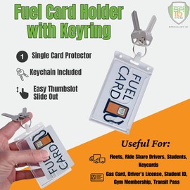 Specialist ID Rigid Fuel Card Holder with Key Ring - Clear Hard Plastic Card Protector Keychain for Fleet, Gas Cards, Company Cars and More - Key Card Holders for Work, Student, or Nurse