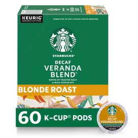 Starbucks K-Cup Coffee Pods, Starbucks Blonde Roast Coffee, Decaf Veranda Blend, 100% Arabica, 6 boxes (60 pods total)