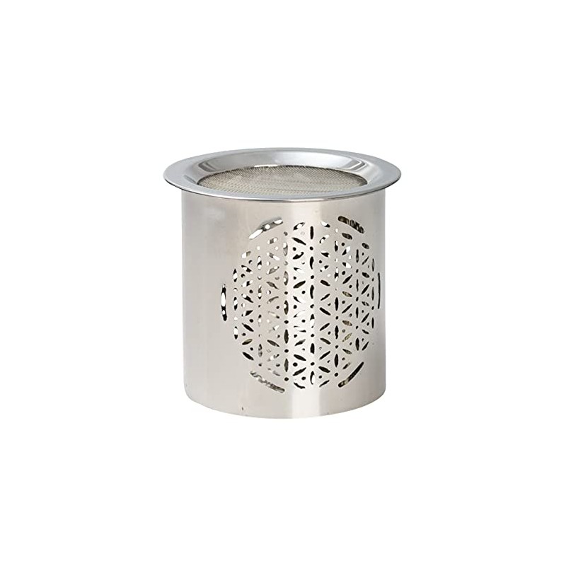 Steel Incense Burner with Flower of Life Motif - Handmade,