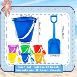 72 Pack Beach Bucket and Shovel Set 36 Mini Plastic Buckets 36 Sand Shovel Sand Pail Bulk for Summer Beach Pool Party Favors