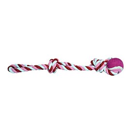 Fancy Pets Juguete Jaladera Doble Nudo con Pelota de Tenis para Perros 45 cm – Resistente, Lavable y Seguro para Mordidas