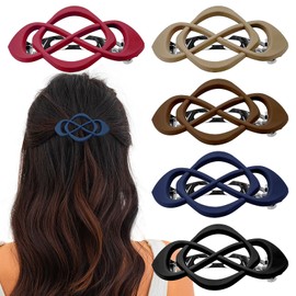 5PCS French Concord Flat Hair Clips,3.2 Inch Hollow Curved Hair Claw, Strong Hold Hair Clips for Fine Hair Thick Hair Short Hair Ladies Hair Barrettes