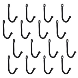 KUMGROT Wall Mounted Single Hook Mini Vintage Metal Clothes Hooks with Screws for Hanging Jewelry Necklaces Keys Hats Clothes for Outdoor Closet Doors Bathroom 16 Pcs Black 1.42 Inch