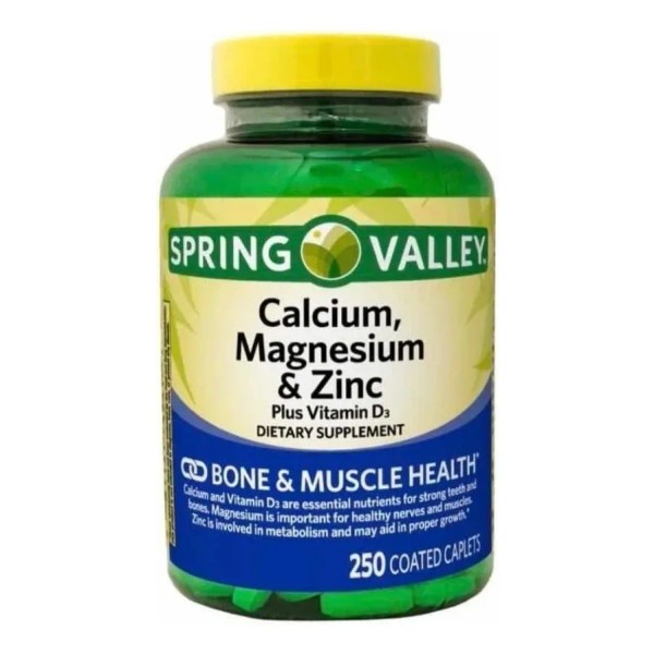 Spring Valley Calcium+Magnesium+Zinc+VitaminaD3 250 Caplets 1000mg Ca, 400mg Mg, 15mg