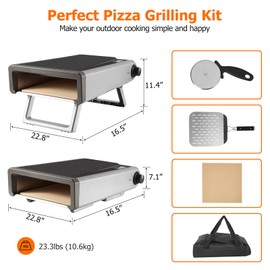 Acekool Pizza Oven Outdoor 12 Inch Pizza Ovens Pellet with Gas Powered Propane for Outside,Camping, Portable Mobile Stainless Steel Pizza Oven for Backyard Pizza Maker Outdoor Kitchen