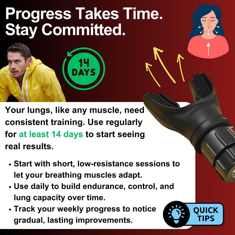 Lung Trainer Pro, Resistance Breathing Exerciser, Adjustable Respiratory Training Device