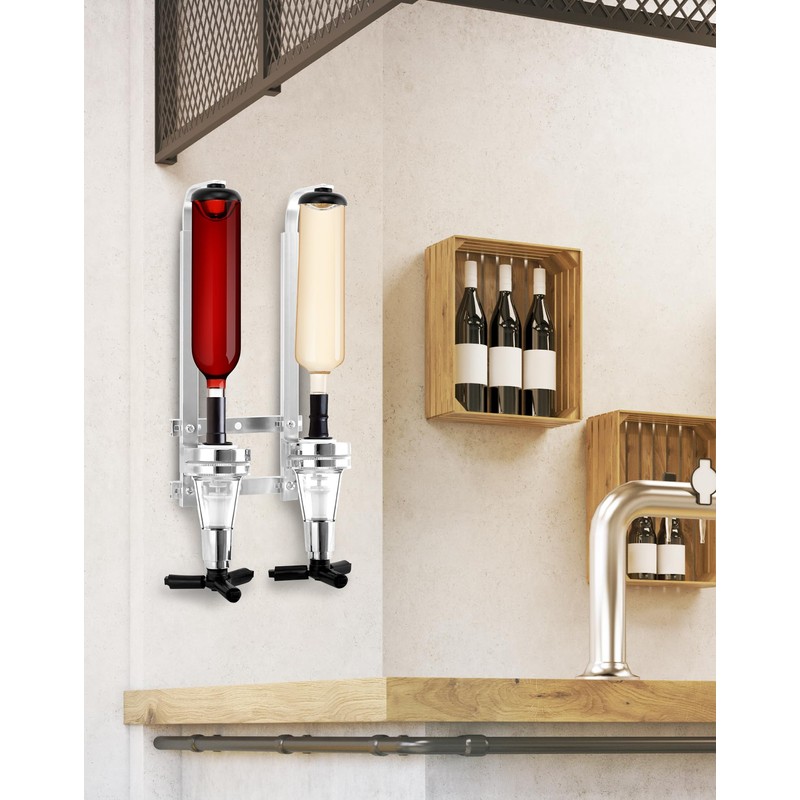 QWORK® Double Head Dispenser Wall Mounted Bottle Holder Aluminum Alloy