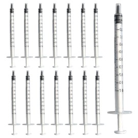 Pack of 50 1 ml Colostrum Syringe Plastic Syringes, Plastic Syringe, Dosing Syringe, Reusable, for Scientific Laboratories, Plant Watering, Animal Feeding
