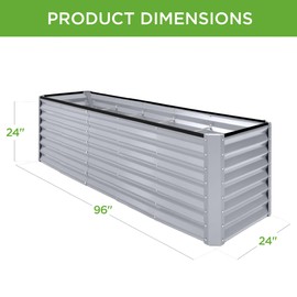 Best Choice Products 8x2x2ft Raised Outdoor Metal Garden Bed, Rectangular Planter Box for Herbs, Flowers, and Deep Root Vegetables w/ 240 Gallon Capacity - Moonlight Gray