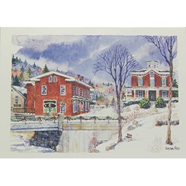 Onion Hill Designs Frosty Night at the Waterfall, Scenic Christmas Cards, Box of 10