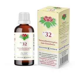 MAGISTER DOSKAR Tropfen Nr. 32 – Homöopathische Neurastenietropfen, 50 ml – Unterstützt bei Erschöpfung – Lindert nervöse Unruhe – Stärkt das Nervensystem – Natürliche Pflanzenextrakte