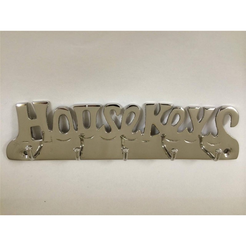 Shiny Nickel Plated Solid Brass" House Keys" Key Hook 5