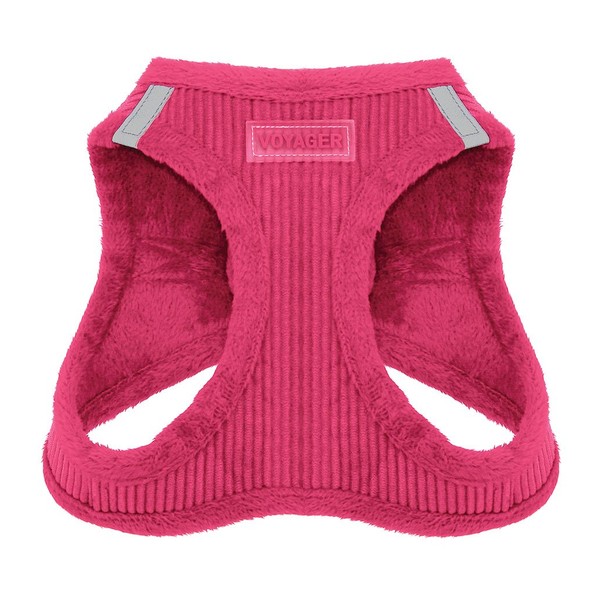 Voyager Step-In Plush Dog Harness – Soft Plush, Step In Vest Harness for Small and Medium Dogs by Best Pet Supplies - Fuchsia Corduroy, M (Chest: 16 - 18")