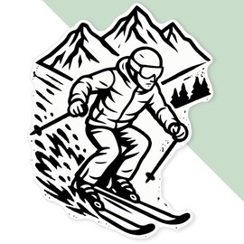 Extra Large 460mm 'Downhill Skiing' Permanent Sticker Decal for Cars/Windows/Bins/Walls (DW00140919)