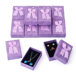 Cheriswelry 12Pcs Small Gift Boxes with Lids Rectangle Jewelry Boxes for Earring Necklace Rings 3.62"x2.44" for Valentines Anniversaries Weddings Birthday Holiday Decoration (Purple)