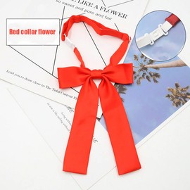 LOPURO Bow Ties for Women, Pre-tied Adjustable Bowties Solid Color Polyester Bow Tie for School Uniform Cosplay Party (Red)