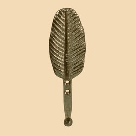 Fenzo Feather Wall Hook, Antique Decorative Vintage Style Handcrafted Wall Hooks for Living Room Bedroom Hallways Bathroom Entryway, Heavy Duty Aluminium Coat Hook (Golden)