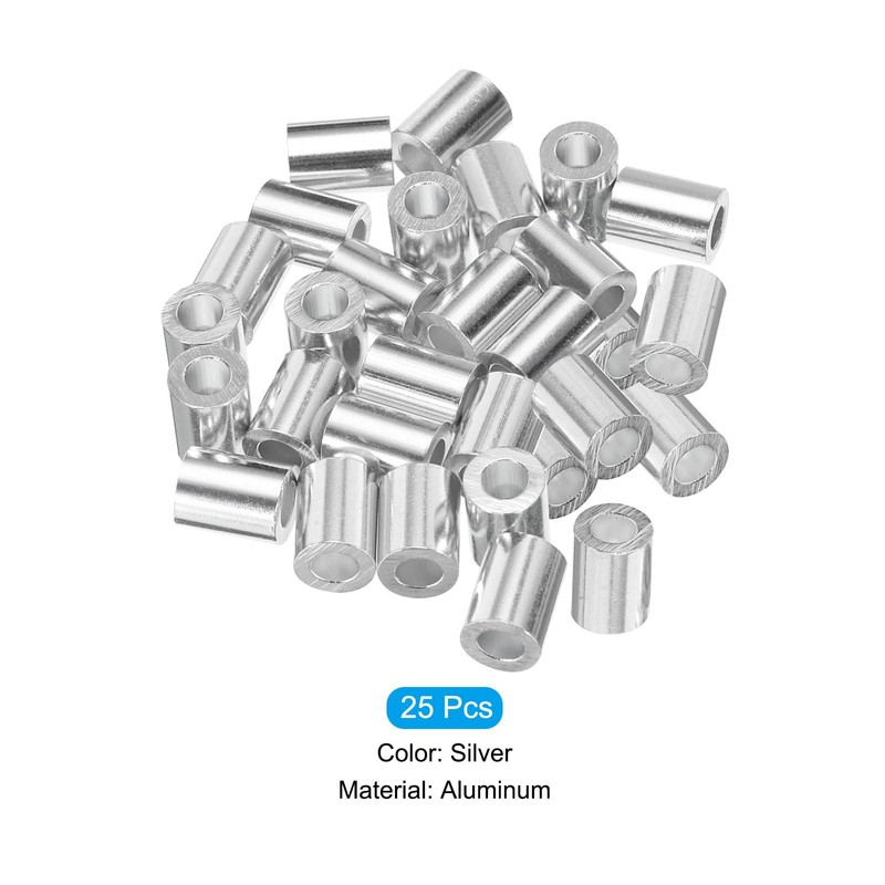 uxcell 1/8" 3mm Aluminum Crimping Loop Sleeve Single Round Ferrule