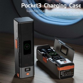 YDW Charging Case/Battery Quick Charger for DJI Osmo Pocket 3,Built in 9000mAh Extra Battery 20W Fast Charging,Digital Display,with Storage Space for Memory Cards and Filters