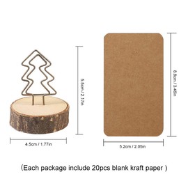 LucyPhy 12Packs Christmas Wood Place Card Holders with Christmas Tree Wire and 20Pcs Kraft Place Cards, Wooden Table Memo Photo Picture Number Sign Stands Holder for Party Wedding Table Decoration