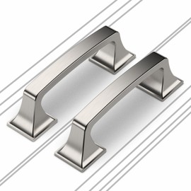 Coinkoly 10 Pack Cabinet Pulls 3 Inch(76mm) Hole Center Kitchen Cabinet Handles Brushed Satin Nickel Kitchen Drawer Pulls Hardware Dresser Handles Bathroom Solid Cabinets Handles