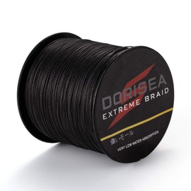 Dorisea Extreme Braid 100% Pe Black Braided Fishing Line 109Yards-2187Yards 6-550Lb Test Fishing Wire Fishing String Incredible Superline Zero Stretch (1500m/1640Yards 80lb/0.48mm)