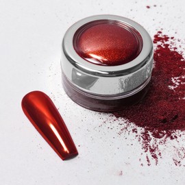 Red Chrome Nail Powder,Metalic Christmas Red Chrome Nail Powder Mirror Effect Chrome Powder Pigments for Nails Decoration for DIY (Red, M)