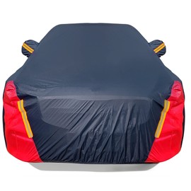 Car Cover Waterproof All Weather for Automobiles, 6 Layers Outdoor Full Exterior Cover Rain Sun UV Snowproof Protection with Zipper Cotton, Mirror Pocket for Sedan (196-210 inch)