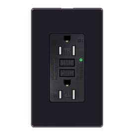USUPERINK 1 PK 15Amp GFCI Outlets Tamper-Resistant (TR), Weather-Resistant (WR) Outdoor GFI Receptacles with LED Indicator, Decor Wall Plates Included, ETL Listed, Black