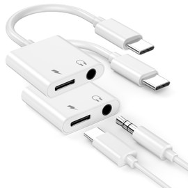 esbeecables Headphone Adapter for iPhone 16 Pro Max, 2 Pack USB Type C to Aux Audio Jack Adapter with PD 60W Fast Charging Dongle for iPhone 16/16 Plus/16 Pro/16 Pro Max/15/15 Plus/15 Pro/15 Pro Max, iPad Pro