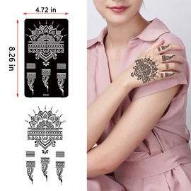XMASIR 16 Sheets Tattoo Stencils Kit for Women, Body Art Tattoos Stencils Stickers Flower Lace Pattern Designs Henna Templates for Hand Foot (16P)