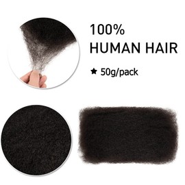 FASHION IDOL Afro Kinkys Bulk Real Hair for Dreadlock Extensions 12 Inches 1 Pack 50 g Natural Black Loc Repair Afro Kinky Braiding Real Hair for Locs 1.8 oz
