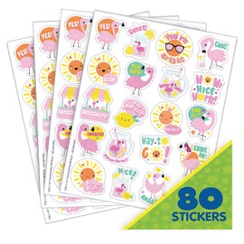 Eureka Flamingo Strawberry Lemonade Scented Stickers, Pack of 80