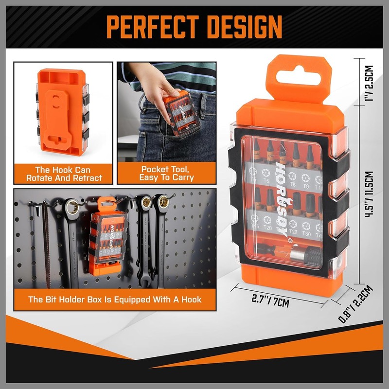 HORUSDY Tamper Proof Torx Bit Set, 13-Pieces T5-T40 Security Torx