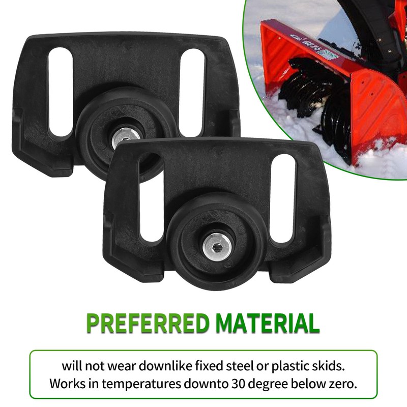 Set of 2 Universal Roller Wheel Skid Snow Thrower Shoes,
