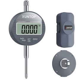 XUNTOP Digital Dial Indicator 1inch/0.0005inch LCD Display Electronic Dial Test Indicator with Rear Cover, Inch/Metric Conversion Dial Test Gauge for Lathe,3D Printer,CNC,Industrial
