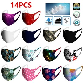 14 PCS Tye Die Colorful Face_Protection_Cover_Mask With Design Stylish Ice Silk Washable Reusable For Running Cyclying Dust Protection