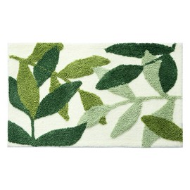Bathroom Mat Anti Slip Thick Soft Quick Dry Green Polyester Machine Washable Absorbent Bath Rug for Shower Green 45 X 65cm / 17.7 X 25.6in