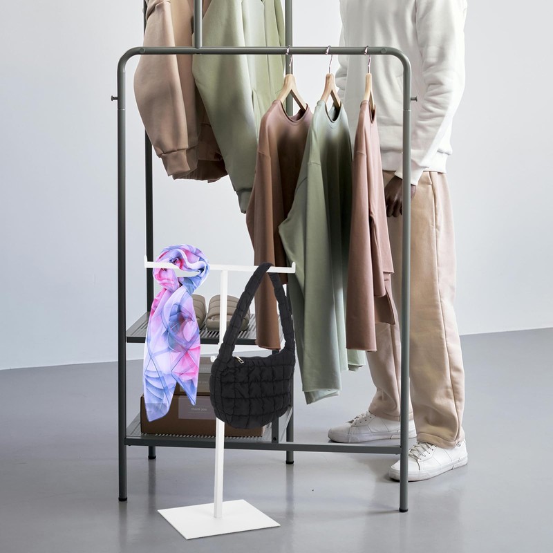 DEARMAMY T-Shaped Display Stand Purse Display Stand Stainless Steel Adjustable