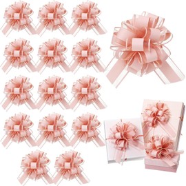 Gift Bows Large 6 inches 15 Pcs Gift Pull Bows for Presents, Gift Wrap Ribbon Pull Bows for Gift Wrapping, Wedding Baskets, Presents (Pink)