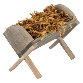 Feeding Manger with Moss, Can also be used as a Nativity Scene for Baby Jesus [Handmade, Approx. 7 x 5 x 5 cm] For Decoration of Nativity Scenes at Christmas or for Model Making. Real Wood, Real Moss