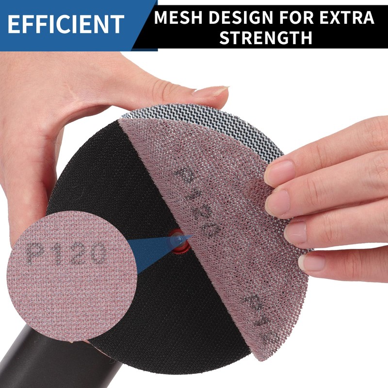 PMIQSA 50 Pcs 125mm Sanding Discs, Hook and Loop Mesh
