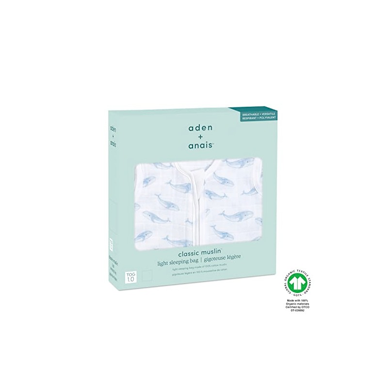 aden + anais ベビー寝袋 ベビー寝袋 オーガニックコットン100% モスリン ウェアラブルおくるみブランケット 女の子 男の子