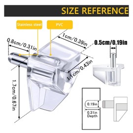 TRHDFW 5 Millimeters Shelf Support Peg，Support Cabinet Shelf Pins，Clear Plastic Replacement Peg Cabinet Shelf Supports Pins for Kitchen Furniture Book Shelves Shelf Holder Locking Pins(20 Pieces)