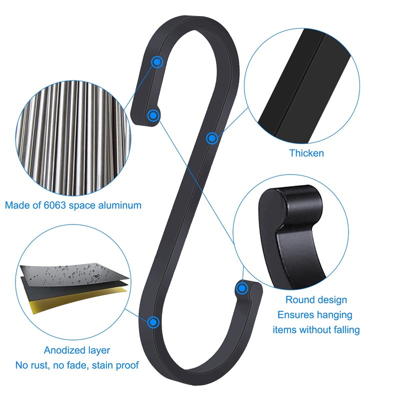 HONZUEN 12 Pack Heavy Duty S Hooks, Flat S Shaped