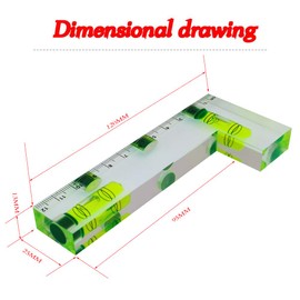 Transparent L-Shaped Multifunctional Horizontal Bubble Bidirectional Design Level with Magnetic Scale Size (120x25x13mm)