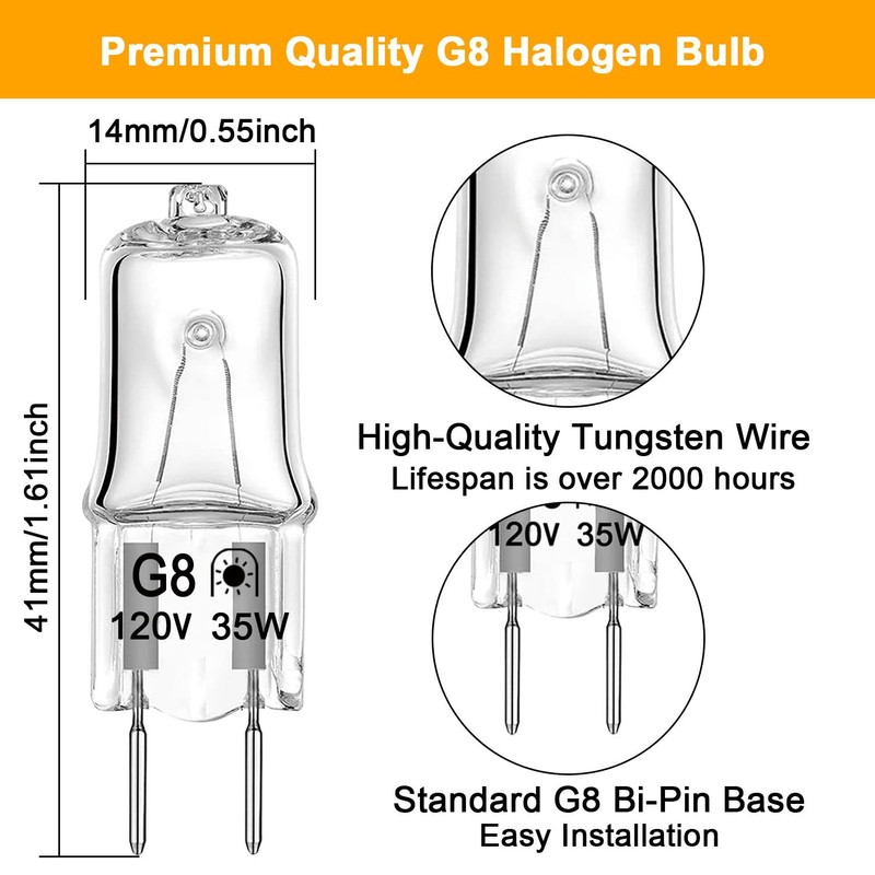 G8 Halogen Bulb 35W 120V T4 JCD Type G8 Base